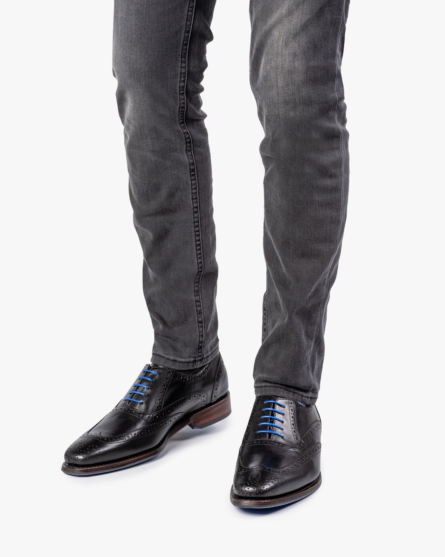 Zwarte kalfsleren brogue veterschoen SFM-30248-10-01 | Floris van Bommel®