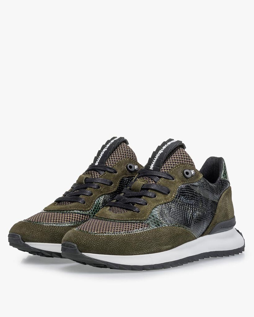 Sneaker geprint su&egrave;de groen