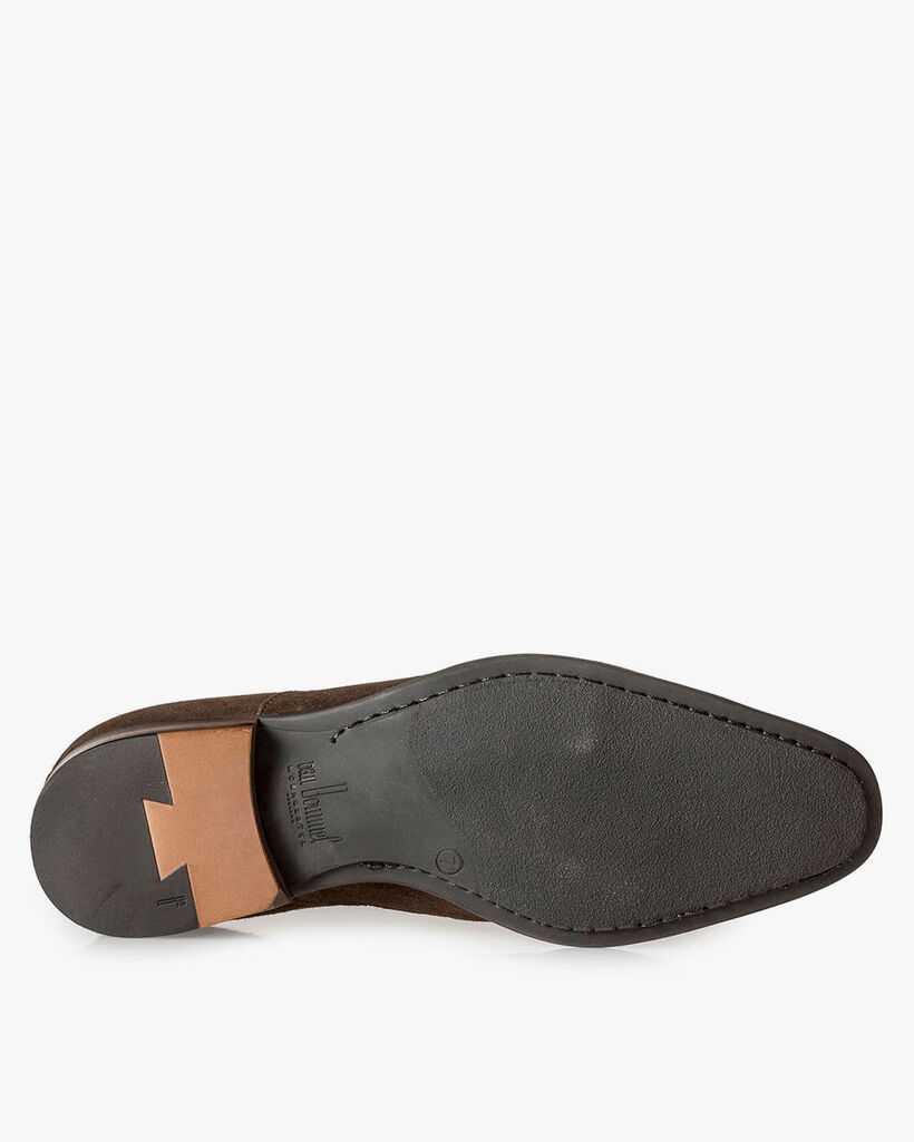 Dark brown suede leather lace boot