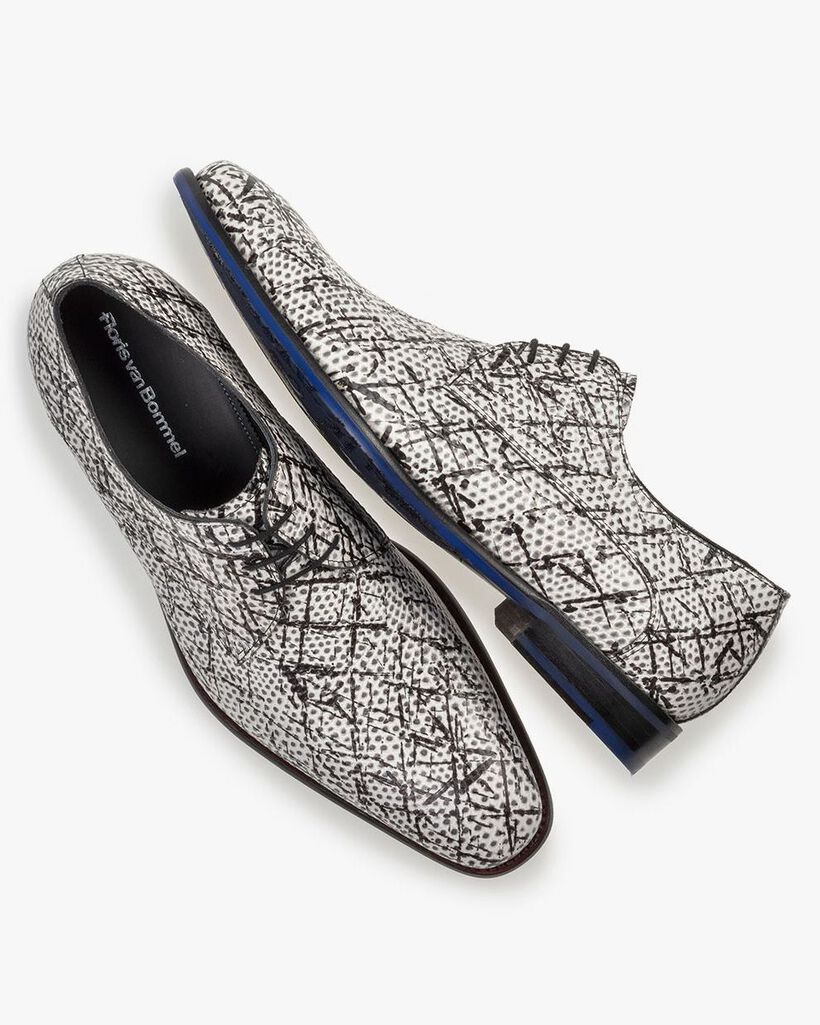 Veterschoen zwart/wit leer