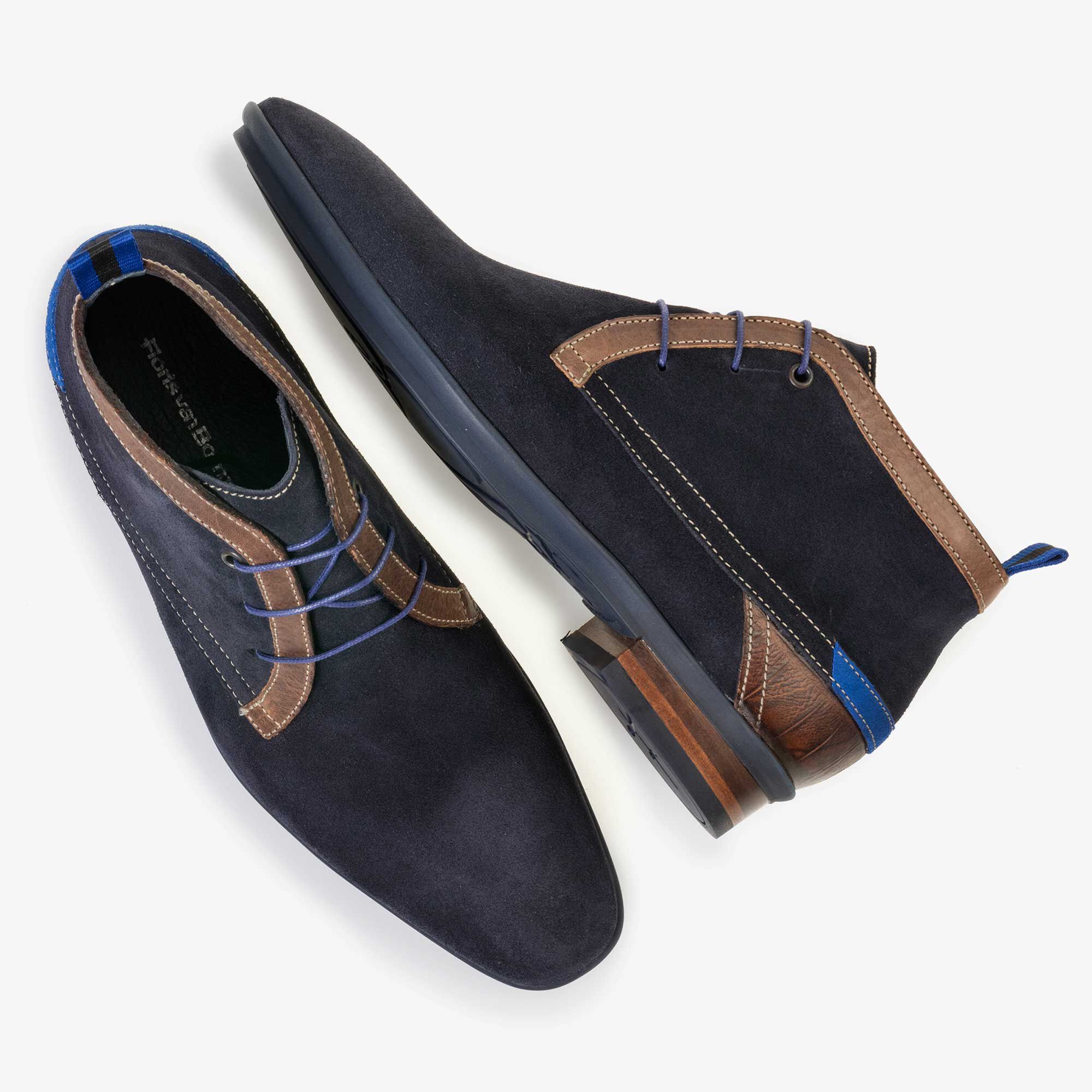 Dark blue suede leather lace boot Floris van Bommel