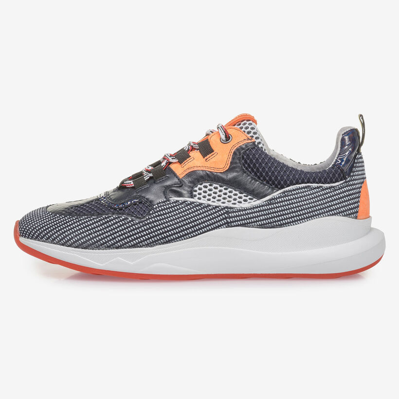 Premium orange and black suede leather sneaker