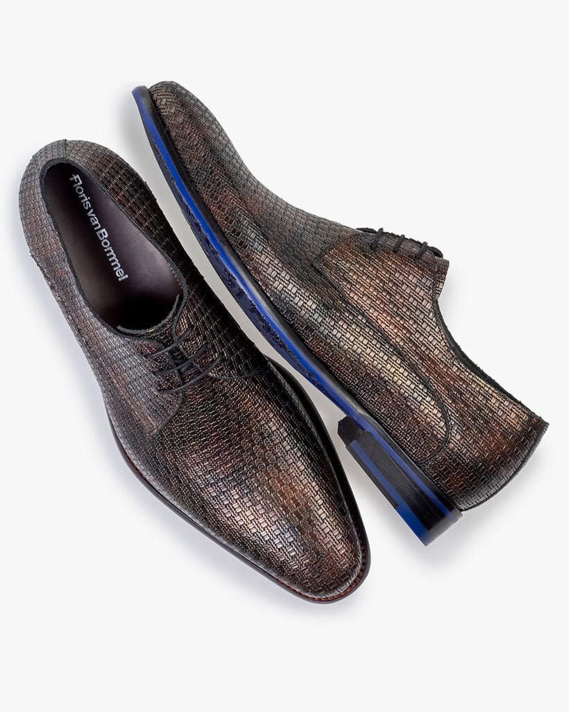 Veterschoen metallicprint brons