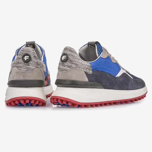 Dark blue suede leather sneaker with grey details