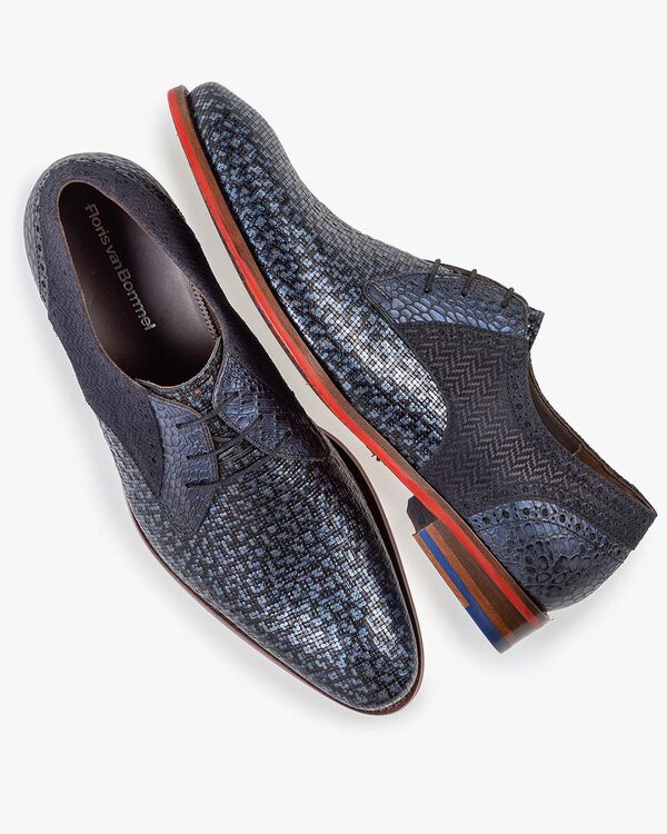 Veterschoen blauw metallic