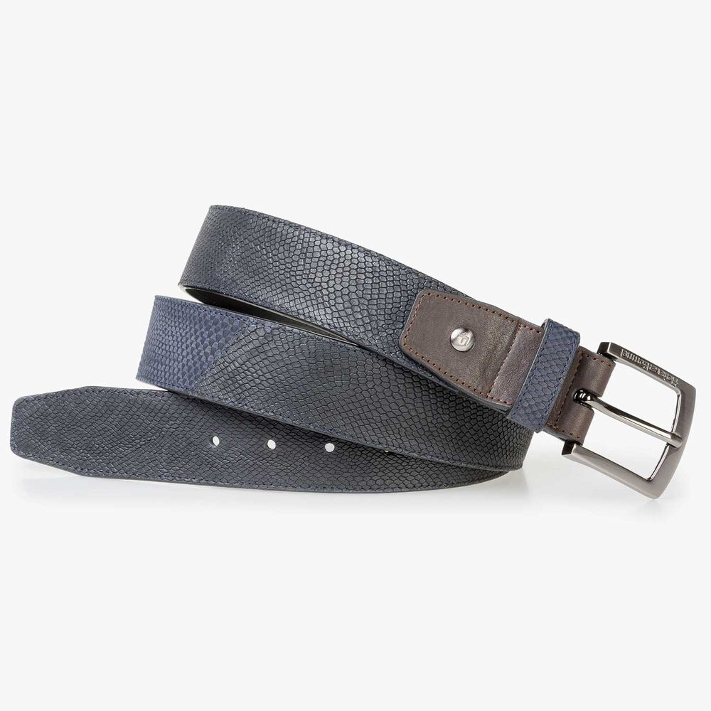 Patterned nubuck leather belt