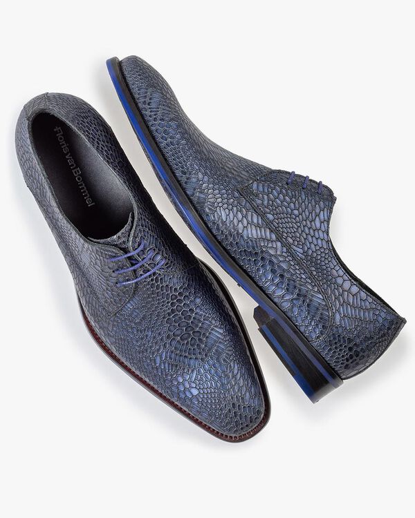 Veterschoen metallic blauw