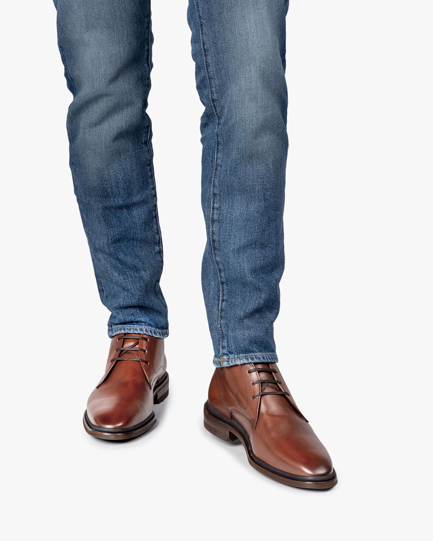 Kalfsleren veterboot cognac SFM-50032-24-01 | Floris van Bommel®