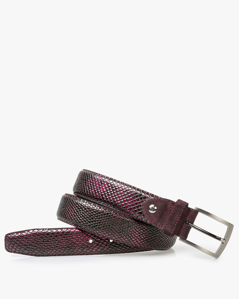 Rode lakleren riem met print