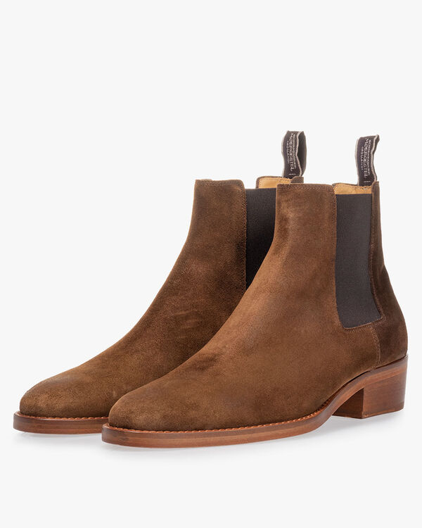 Chelsea boot su&egrave;de cognac