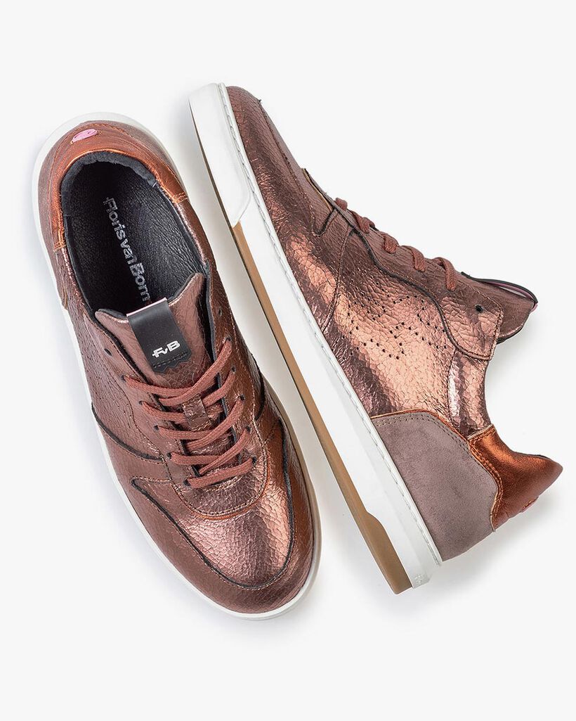 Sneaker craquel&eacute; leather pink