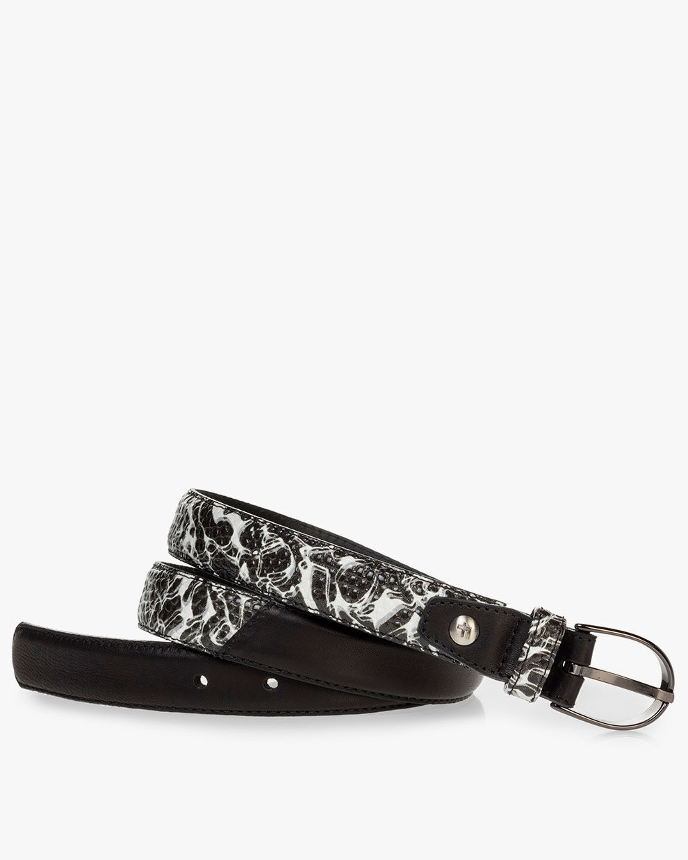 Riem leer zwart/wit 75814/26 | Floris van Bommel Women®