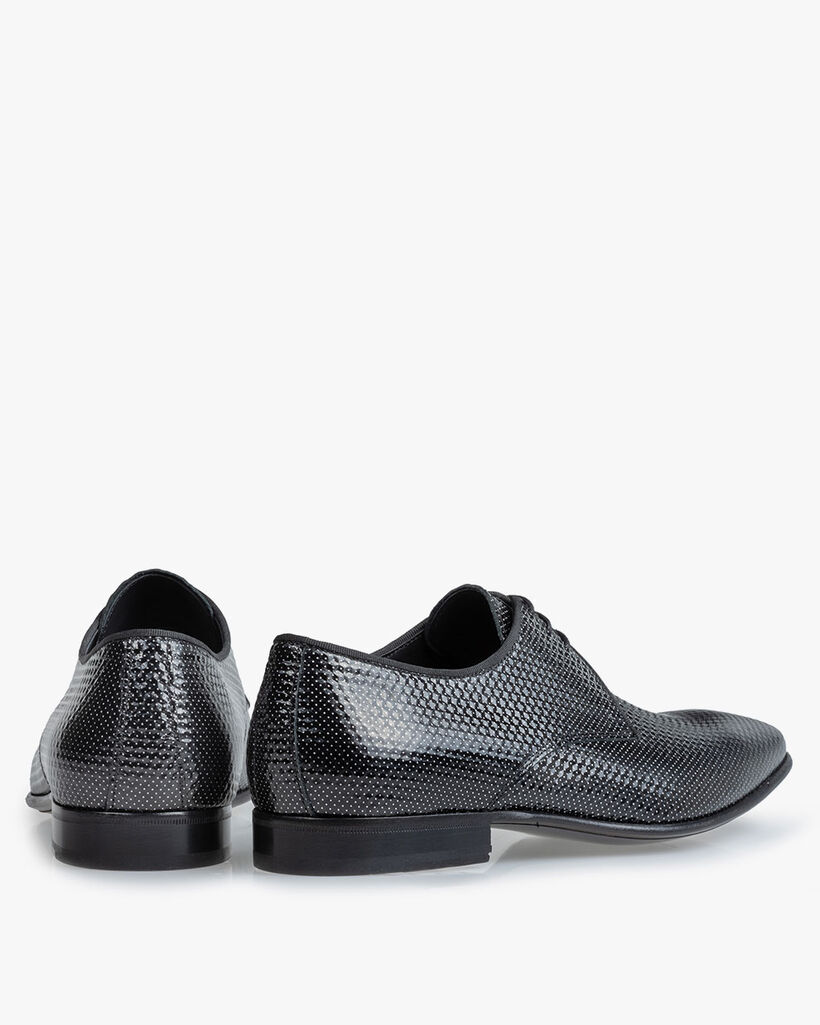 Lace shoe printed leather grey