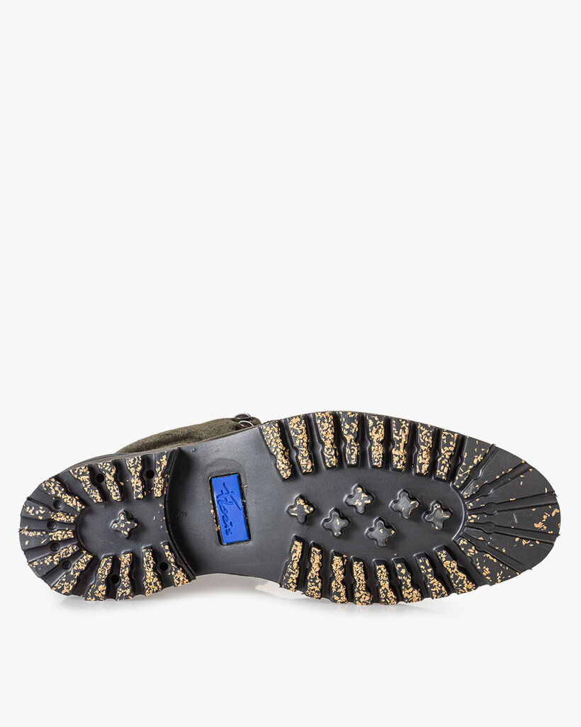 Lace boot green suede leather