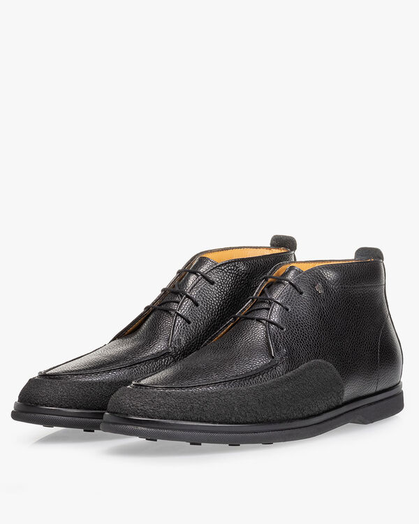 Veterboot geprint leer zwart