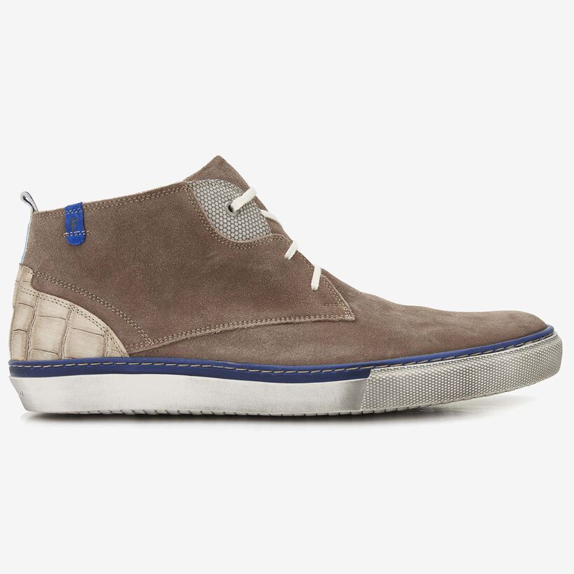 Floris van Bommel taupe suède heren sneaker