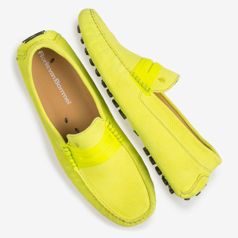 Premium leren mocassin fluor geel