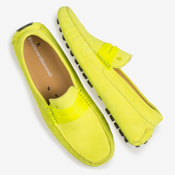 Premium leren mocassin fluor geel