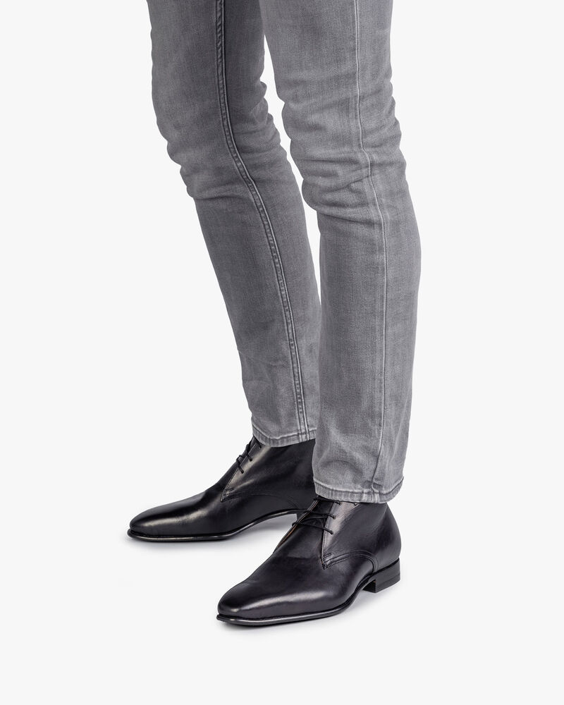 Kalfsleren veterschoen zwart