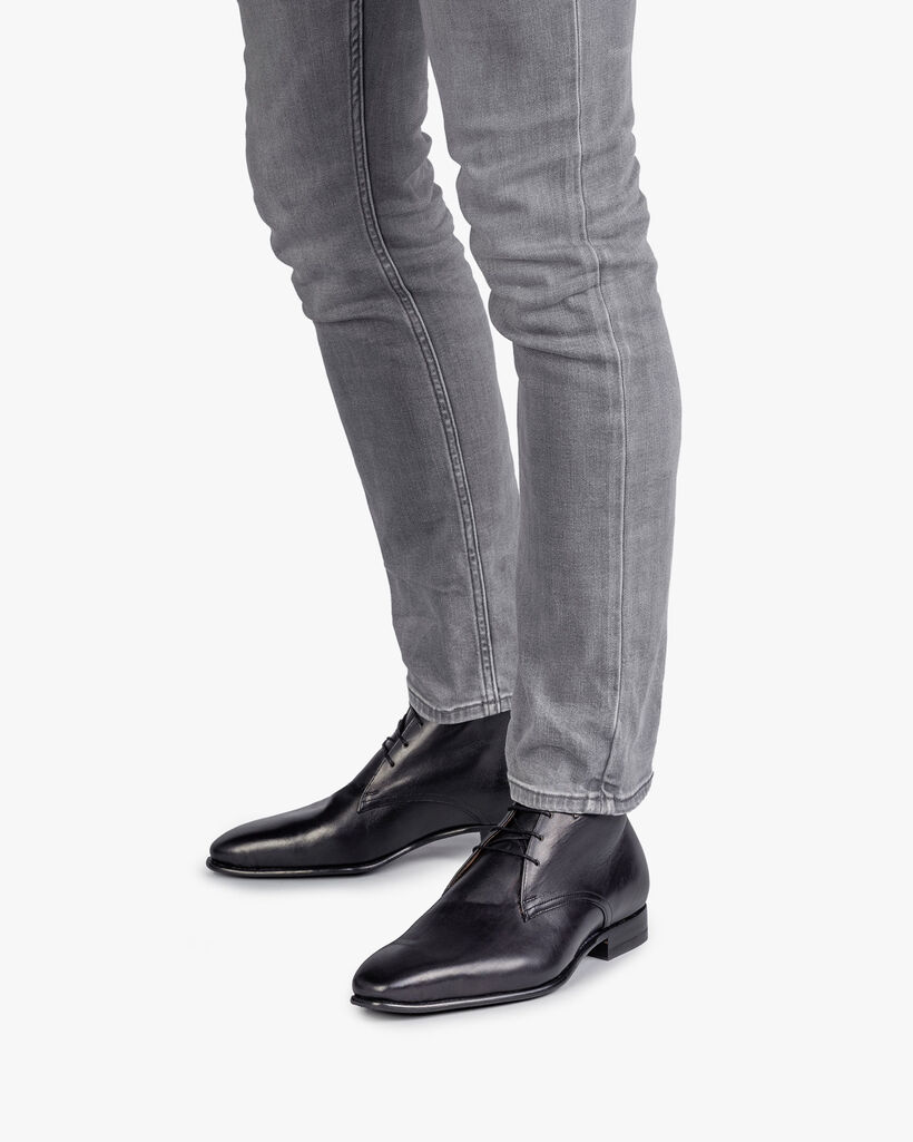 Kalfsleren veterschoen zwart