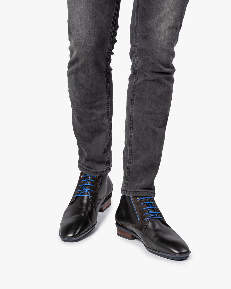 Veterboot kalfsleer zwart