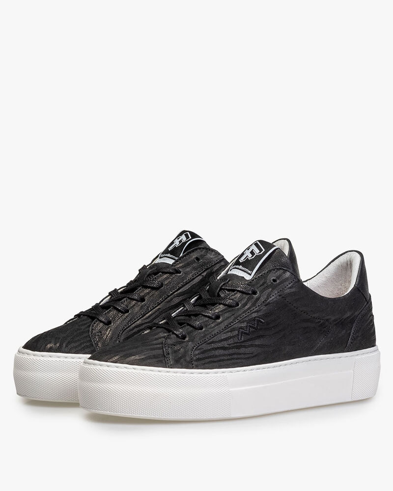 Sneaker geprint leer zwart