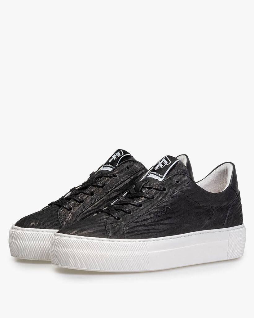 Sneaker geprint leer zwart