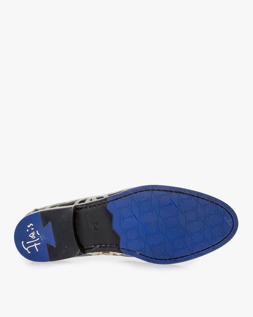 Zwarte leren loafer print