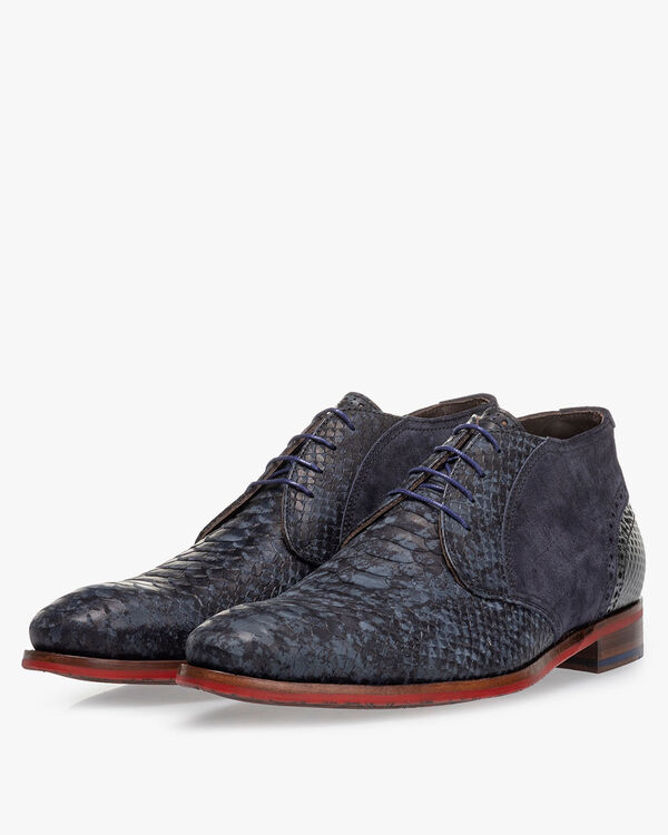 Veterboot nubuckleer donkerblauw