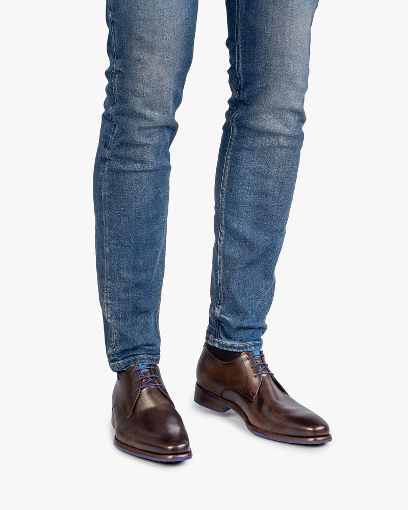 Lace shoe calf leather dark brown