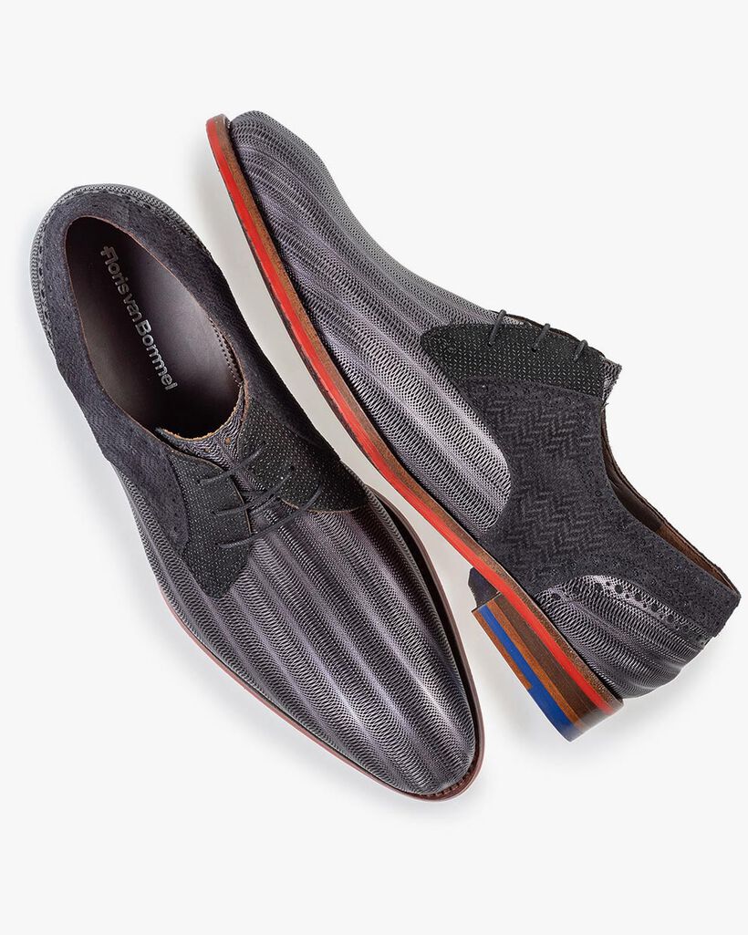 Veterschoen metallic zwart