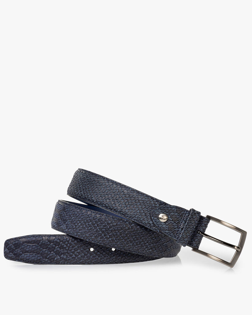 Riem nubuckleer donkerblauw