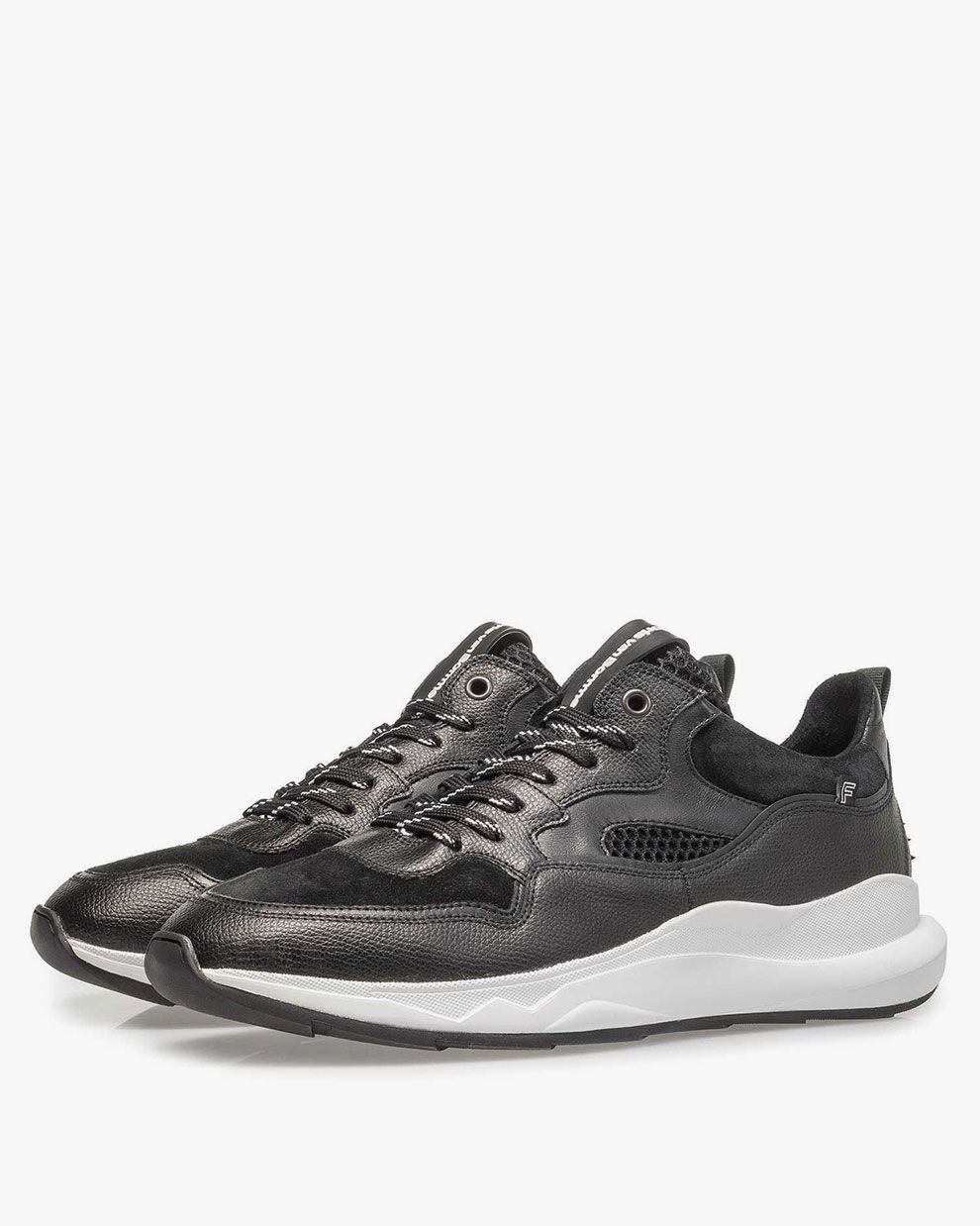 Zwarte kalfsleren sneaker 16269/00 | Floris van Bommel Official®