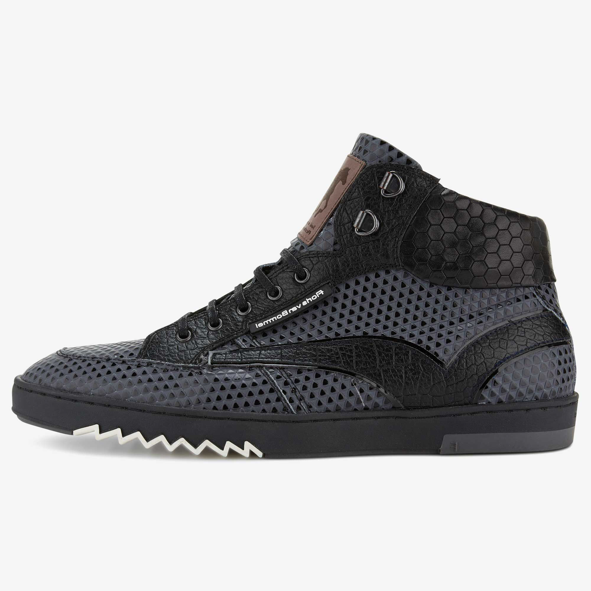 Halfhoge grijze triangleprint leren heren sneaker 10932 02 Floris van Bommel