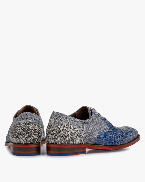 Veterschoen geprint leer blauw
