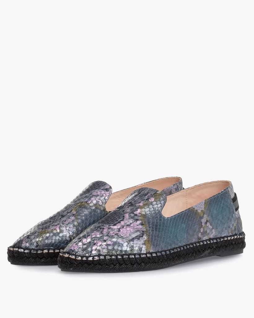 Espadrille geprint leer blauw