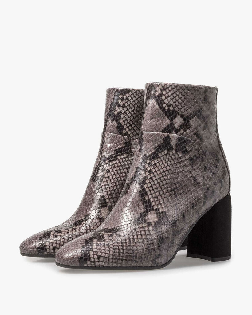 Grey ankle boot snake print