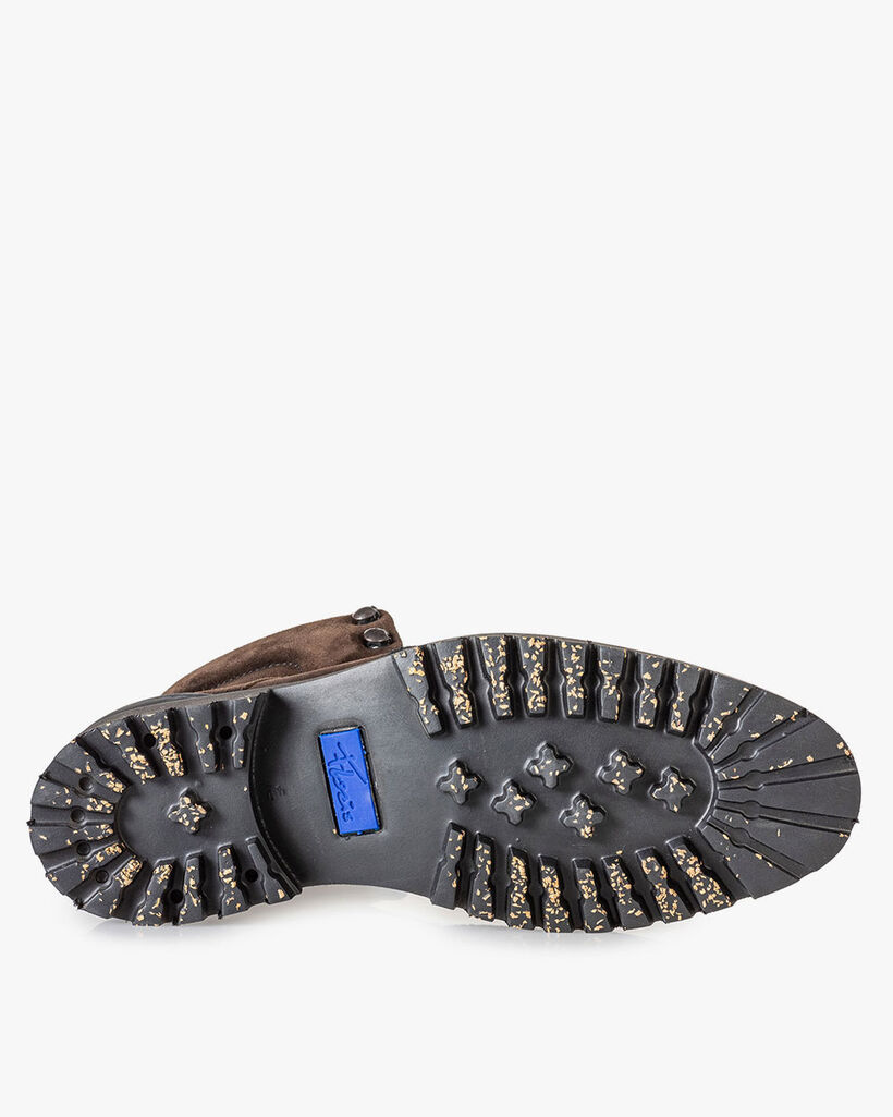 Lace boot brown suede leather