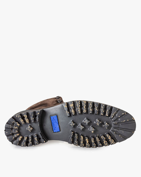 Lace boot brown suede leather