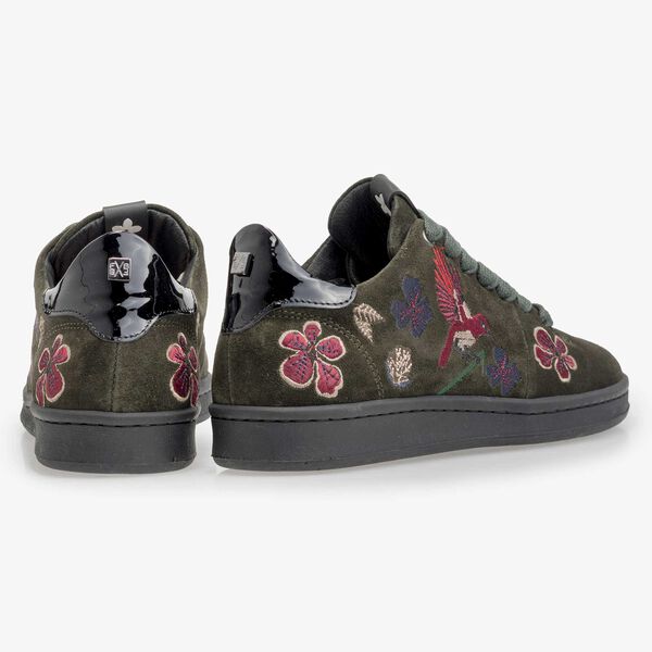 Floris van Bommel olijfgroene suède dames sneaker