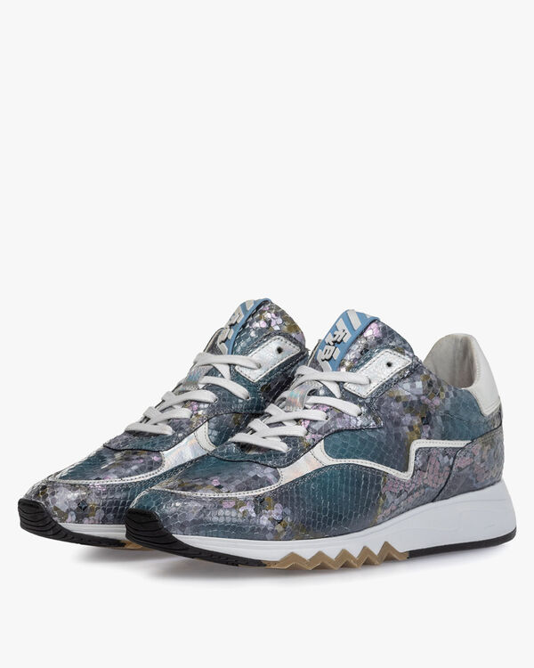 Nineti geprint leer blauw