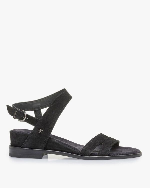 Black suede leather sandals