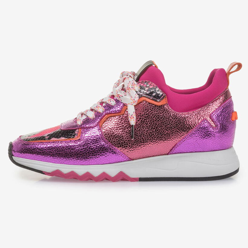 Sneaker met metallicprint roze/rood