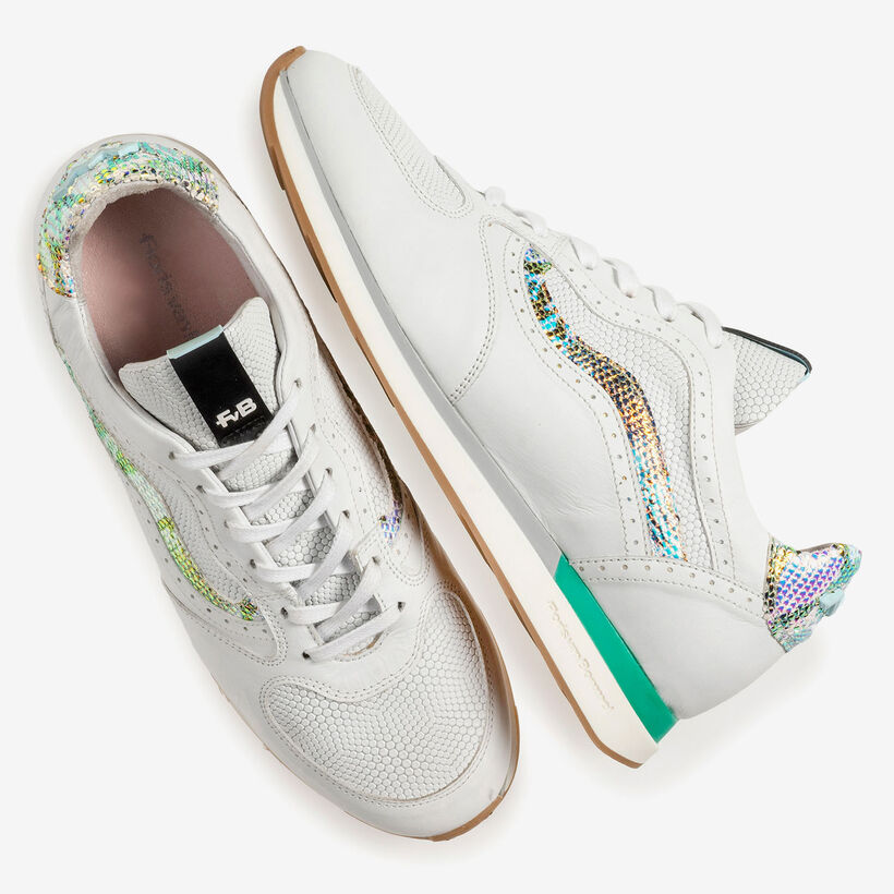 Witte leren sneaker met metallic details