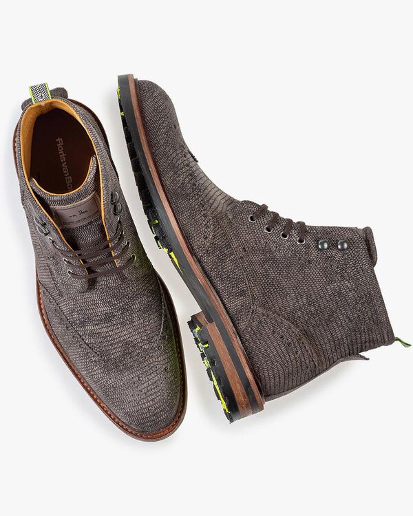 Boot lizardprint grijs