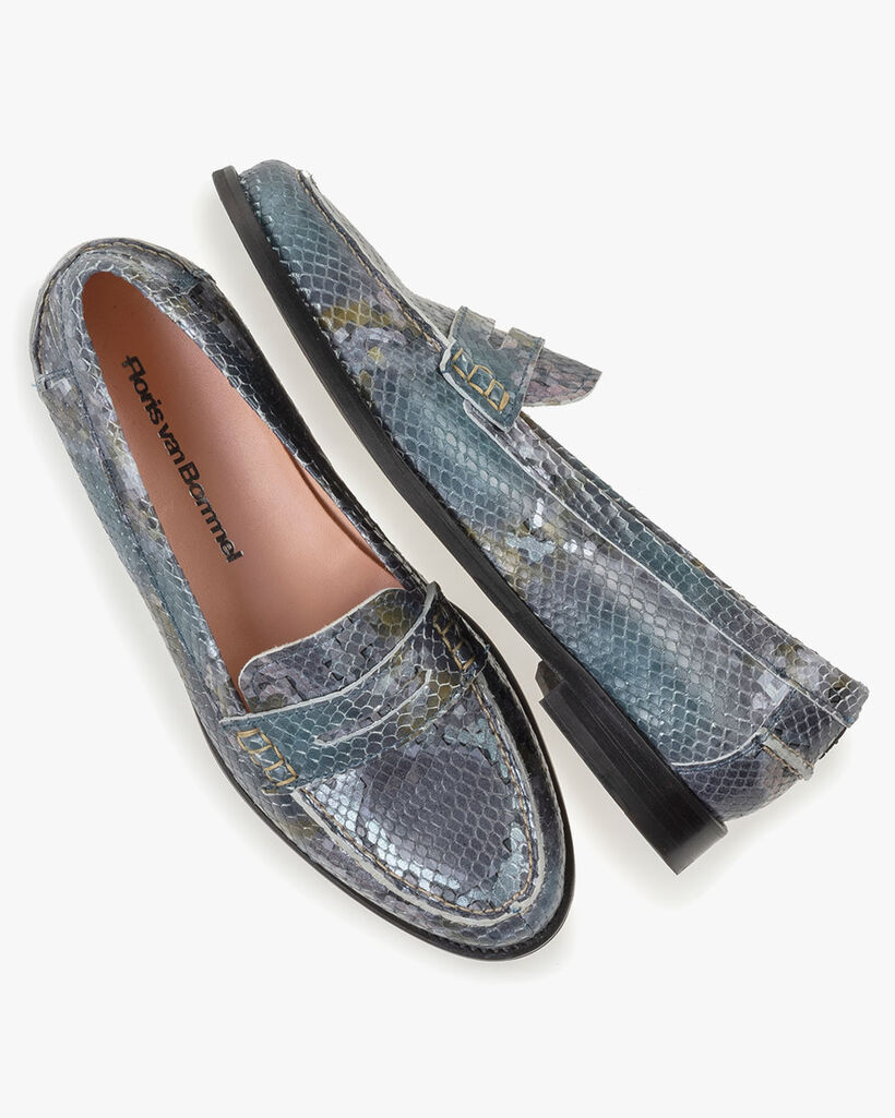 Loafer geprint leer blauw