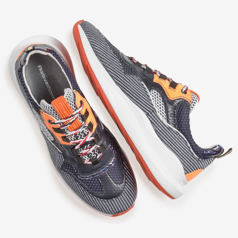 Premium orange and black suede leather sneaker