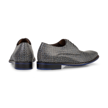 Lace shoe printed leather black/white