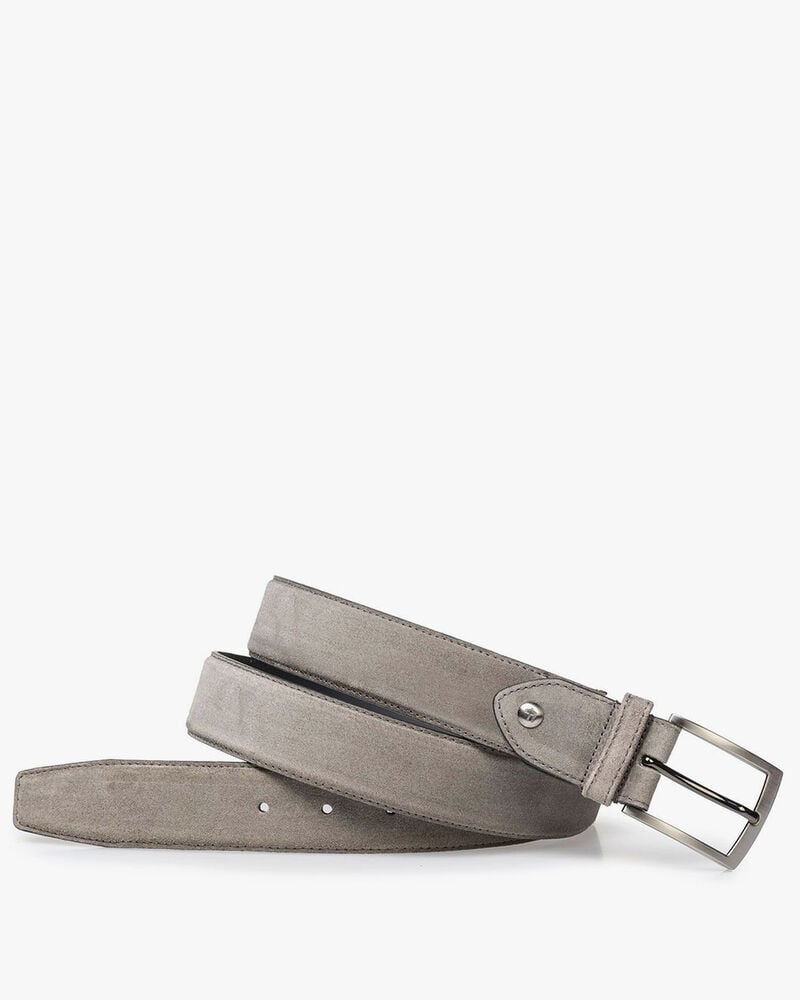 Taupe-colored suede leather belt