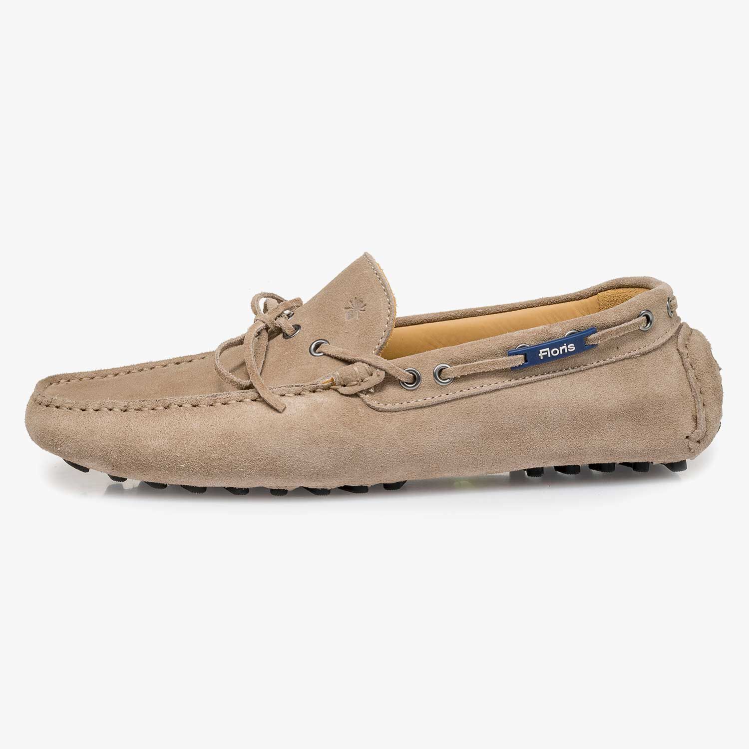 Taupe coloured calf suede leather moccasin 15214 03 Floris van